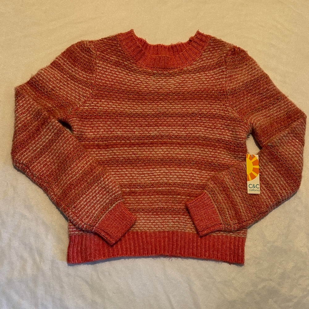 C.C California Women's Striped Salmon Sweater Size XS NWT